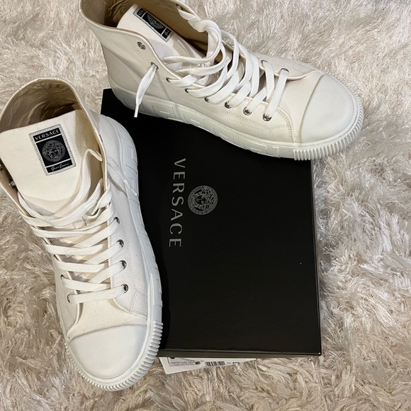 Versace high top white sneakers. Size 14. Barely used - Picture 2 of 2